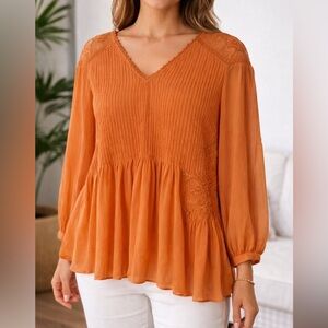 Soft Surroundings Vibrant Orange Blouse